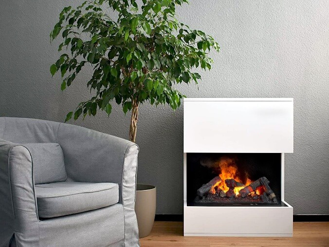 Wall mounted bioethanol fireplaces placed on the wall in modern interior