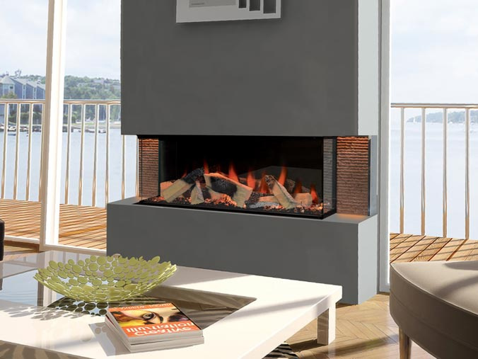 Wall mounted bioethanol fireplaces placed on the wall in modern interior