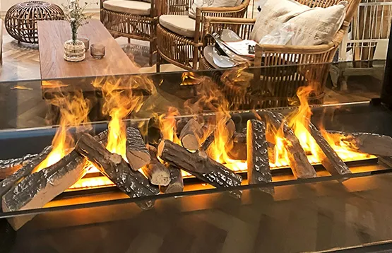 Arrange you fake logs in electric fireplace