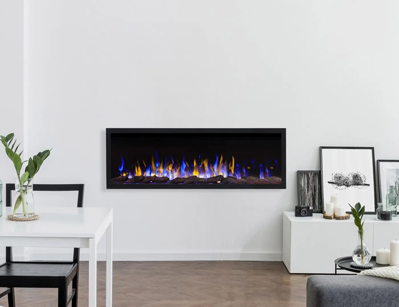 Slim and shallow electric fireplace