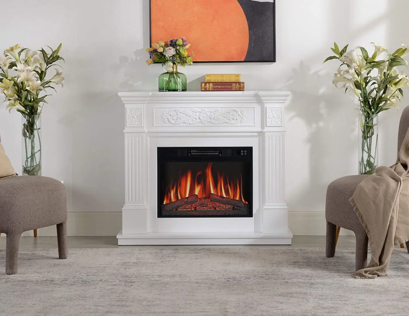Electric fireplace by shape