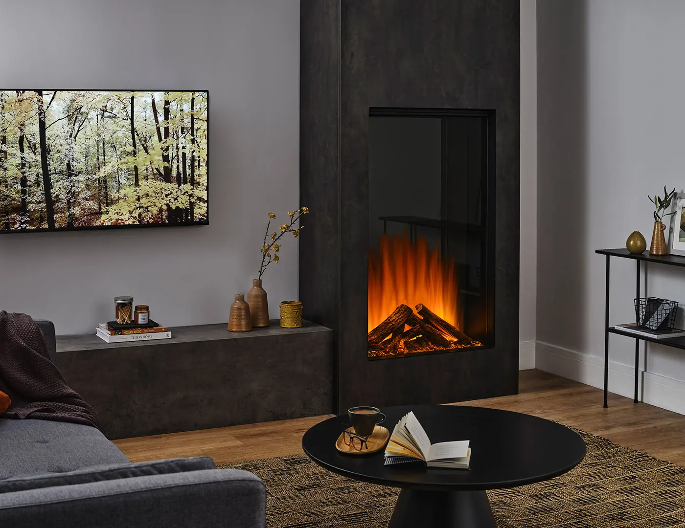 Tall electric fireplace