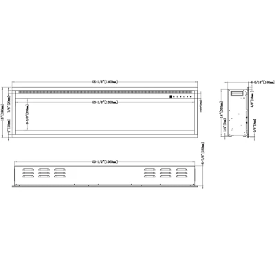 Royal Pro Wandmontierter Elektrokamin - 140 cm