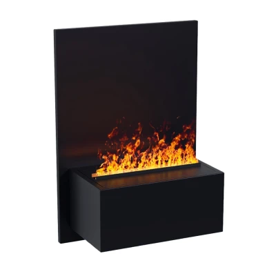 Brekke -  Wasserdampf Wandkamin Schwarz Brekke schwarzer Wasserdampf Wandkamin, täuschend echte Flammenillusion für das Wohnzimmer