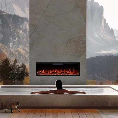 Aflamo Elite 182,8 cm schwarzer wandmontierter Elektrokamin