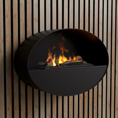 Kjos - Wasserdampf Wandkamin Schwarz Kjos schwarzer Wasserdampf Wandkamin, perfekt für eine gemütliche Atmosphäre zu Hause