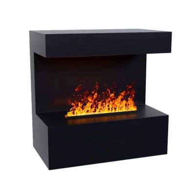 Late - Wasserdampf Wandkamin Schwarz Late schwarzer Wasserdampf Wandkamin, innovative Flammentechnologie und elegantes Design