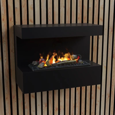 Steinsdal - Wasserdampf Wandkamin Schwarz Steinsdal schwarzer Wasserdampf Wandkamin, beeindruckende Flammeneffekte und effiziente Heizung