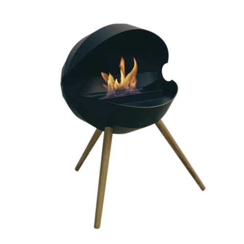 Eclipse Floor - Freistehender runder Bioethanol-Kamin mit drei Beinen aus Eichenholz. Eclipse Floor - Freistehender runder Bioethanol-Kamin mit drei Beinen aus Eichenholz.