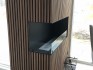 Foco Corner Left 800 - Moderner linksseitiger Eckkamin aus Bioethanol mit schlichtem schwarzen Design und gehärtetem Glas.