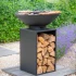 Onyx Ø60 Feuerschale mit Grill und Holzlagerung